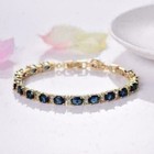 10Ct Oval Cut Blue Sapphire/Diamond Women's Tennis Bracelet 14K Yellow Gold Over