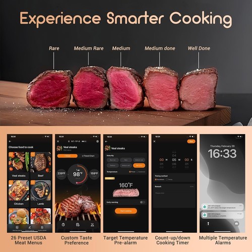 Truly Wireless Fleischthermometer Bluetooth Bratenthermometer für Backofen Grill - Bild 8 von 24