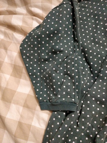 Vintage Two Plus One Retro Green Polka Dot One Size Jumper Shirt 100% Cotton 70s - Picture 3 of 9
