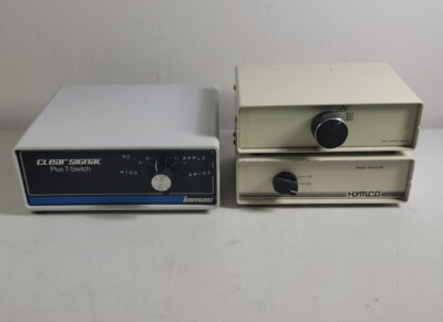 3X VINTAGE PC EQUIPMENT DATA SWITCHES CLEAR PLUS T-SWITCH SIGNAL HYMCO