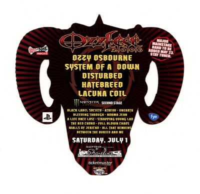 OZZ FEST 袋 MONSTERS OF ROCK… フェスタオル 計8点 Ozzy Osbourne Die Cut Handbill Ozzfest 2006 Shoreline