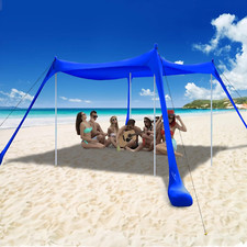UPF50 Beach Tent with Sand Shovels  Stability Poles - Perfect Outdoor Shade