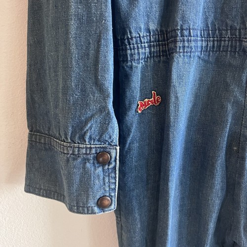 Vintage 70s Denim Bell Bottom Jumpsuit Male Brand Flare Leg Full Zip Sz 40 Disco - Picture 7 of 7