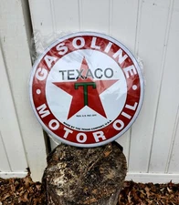 Texaco Gasoline Motor Oil 16" Aluminum Metal Garage Wall Sign