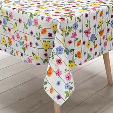 KEVKUS Wachstuch Tischdecke 200A bunte Blumen auf Holz eckig rund oval 