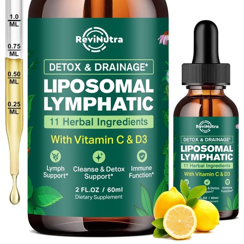 Liposomal Lymphatic Drainage Liquid Drops - Lymphatic Support Supplement with...