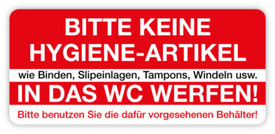 Aufkleber Hygiene  Bitte keine Hygiene-Artikel in das WC werfen!  Folie | 8x3,6