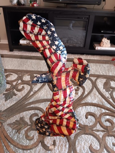 Vintage Bald Eagle ~ American Flag Statue USA Patriotic Military 4th of July