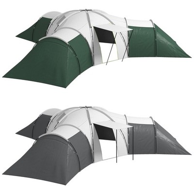 Tunnelzelt Campingzelt für 6-9 Personen mit 3 Schlafzimmern, Wohnzimmer, Veranda