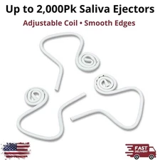 2000Pk Flexform Flexible Saliva Ejectors Adjustable Coil White Smooth Edges Tips