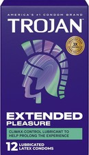 TROJAN EXTENDED PLEASURE Climax Control Extended Pleasure Condoms, 12 Count