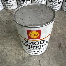 Vintage Shell  X-100 Multigrade Motor Oil Can (One Quart) Empty