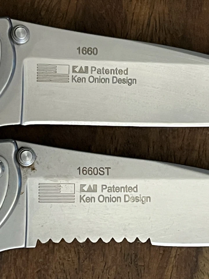 Kershaw Leek 1660, 1660ST Assisted Flipper Pocket Knives Plain & Combo Lot Of 2 - Image 2 of 4