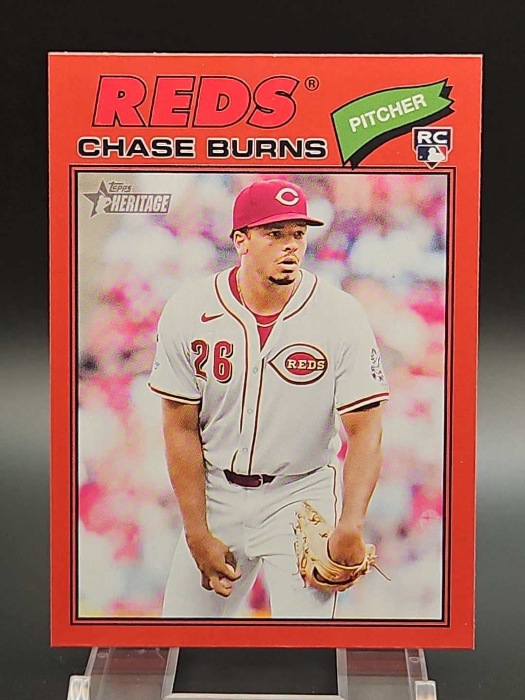 2026 Topps Heritage Chase Burns Red Border #212 (RC)  Reds