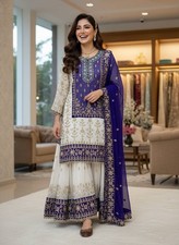 Beautiful Faux Georgette Heavy Work Salwar Kameez Ready Made Wedding Suit Design