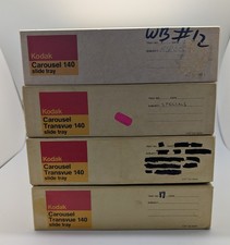 Lot Of 4 VTG Kodak Carousel Transvue 140 Slide Tray Original Box 3 w/ Info Sheet
