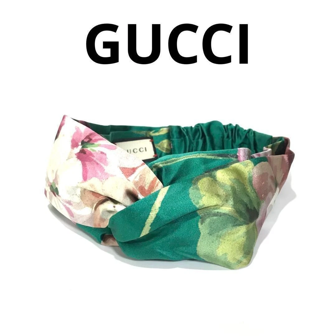 Accessoires turban bandeau cheveux vert floral Gucci   Authentique occasion