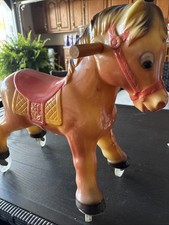 VINTAGE 1963 BLAZON INC BLOW MOLD HARD PLASTIC 17" RIDE ON HORSE