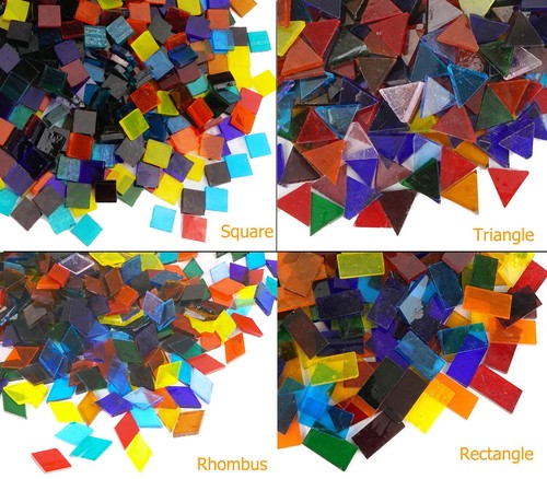 1600 Transparent Cathedral Glass Mosaic Tiles for Arts and Crafts - Mixed Col... - Picture 3 of 6