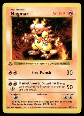 ポケモンカード Magmar 36/102 初版 German Pokemon TCG 1st Edition Magmar #36/102 Base Set Non-Holo | eBay