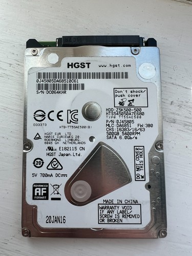 HGST HTS545050A7E680 500GB 2,5" Laptop Festplatte SATA HDD getestet funktioniert