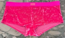 NEW Victoria Secret PINK Velvet Logo Shortie Boyshort Panty - Atomic Pink - XXL