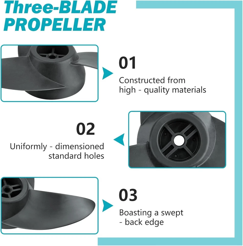 MGA089B 3-Blade Trolling Motor Propeller & Prop Nut Replacement for Motor Guide - Image 4 of 4