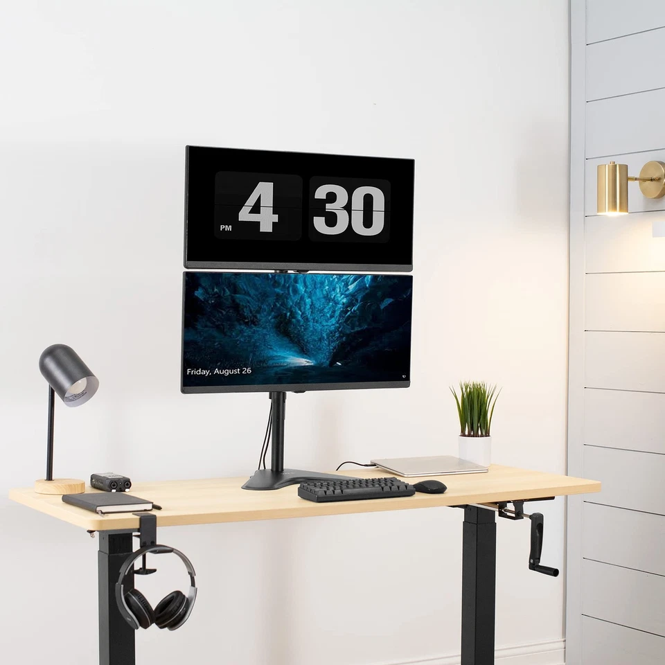 VIVO Dual Monitor Desk Stand Free-standing LCD mount, Holds in Vertical - Image 2 of 4
