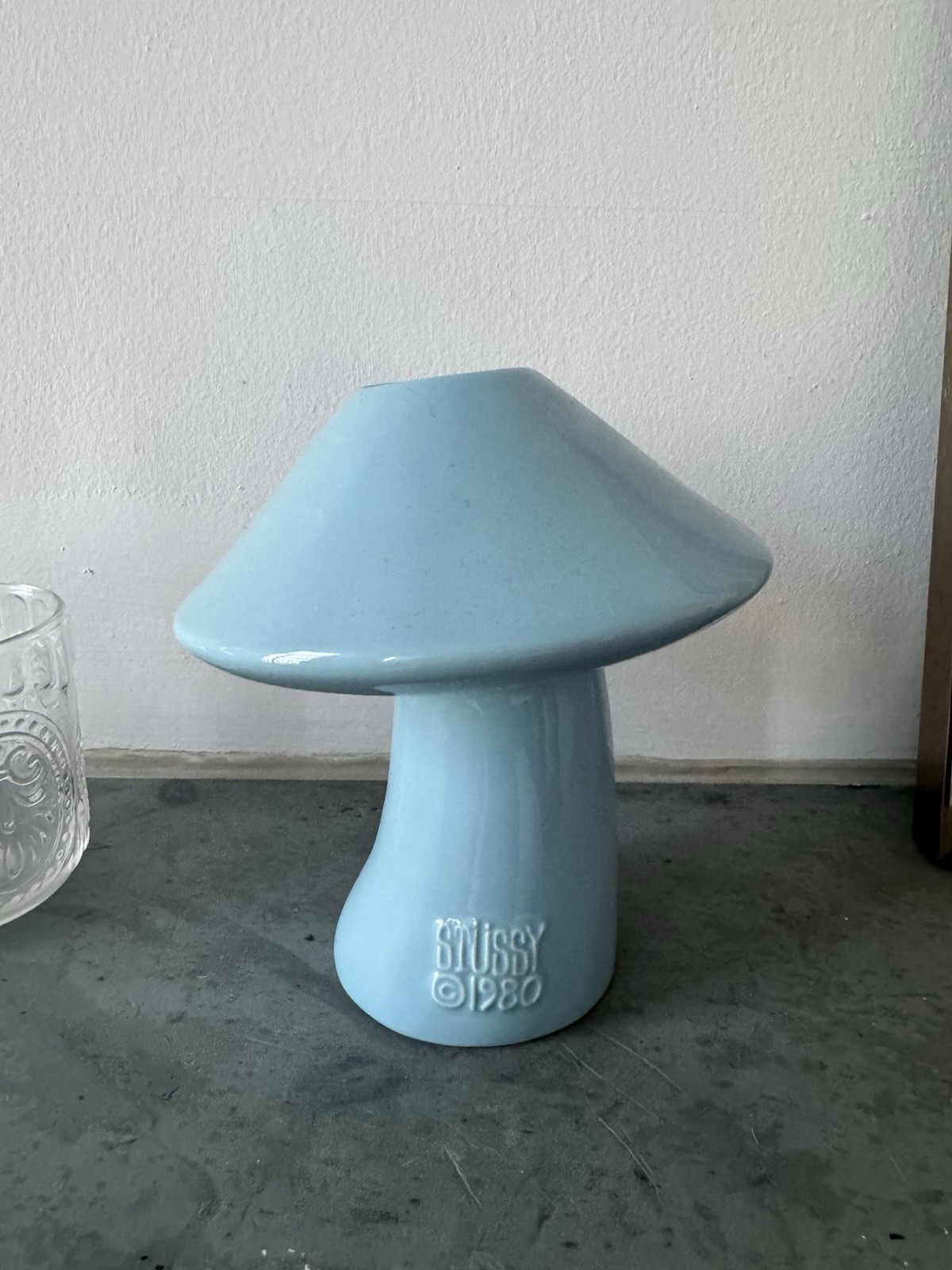 Stussy Blue Ceramic Mushroom Vase Streetwear Rare