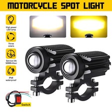 2X Spot Light LED Auxiliary Motorcycle Headlight Hi-Lo Driving Fog Lamp 2 Modes