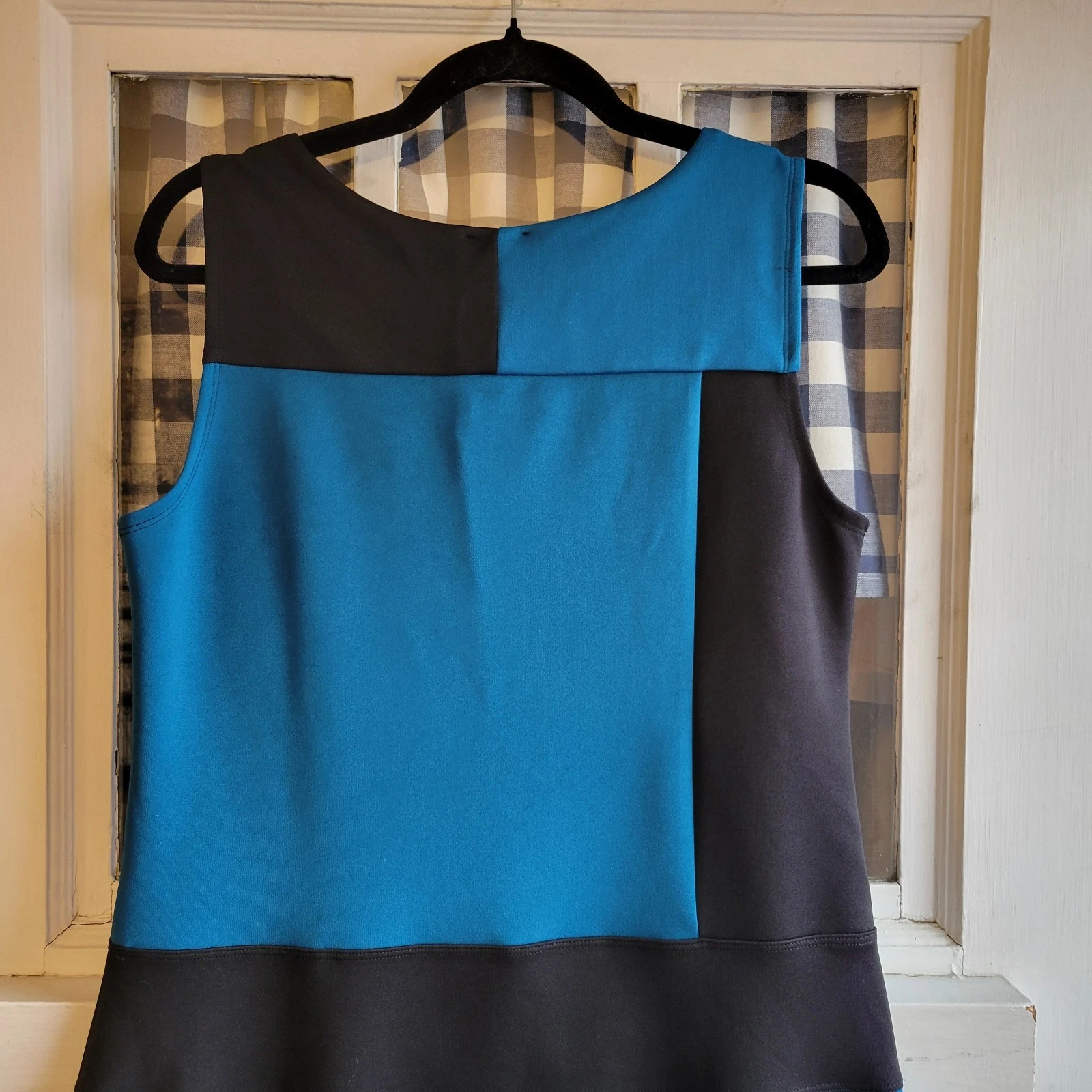 VETEMENTS Abito donna Enfocus maglione senza maniche color block verde acqua e nero taglia 12