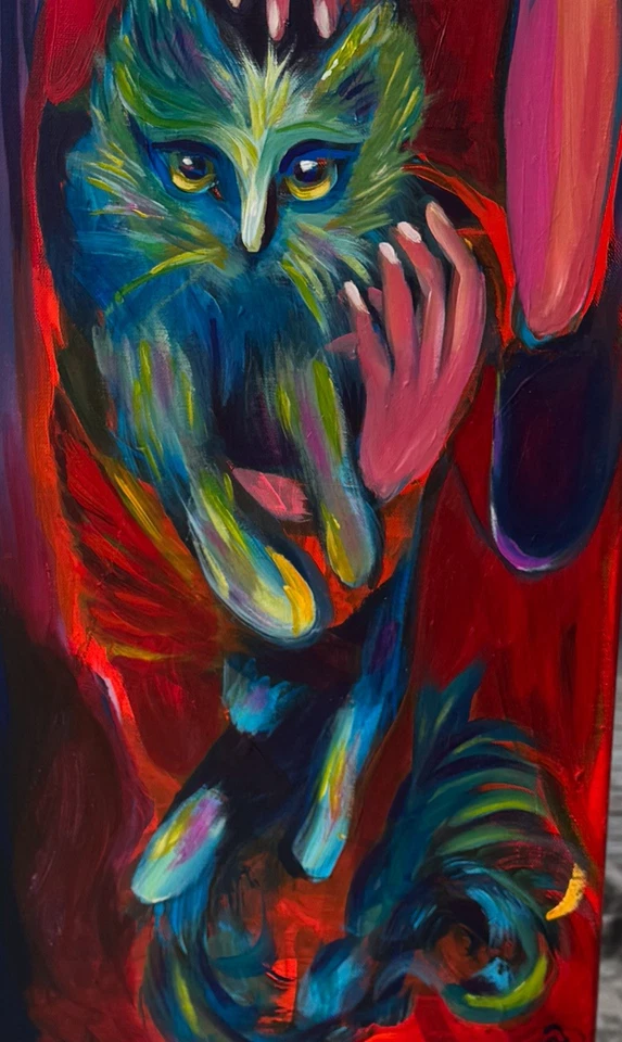 Pintura al óleo acrílica abstracta de arte moderno firmada original de 12 pulgadas enmarcada nueva certificado de autenticidad Foto 3 de 4