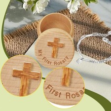 Estuche Rosario Bautizo Memorial Estuche 5cm Vitrina Redondo Adorno Madera Joyería