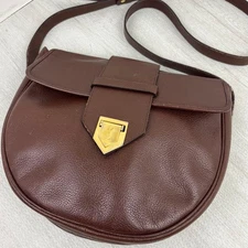 Saint Laurent Shoulder Bag Brown Leather Logo Hardware Vintage