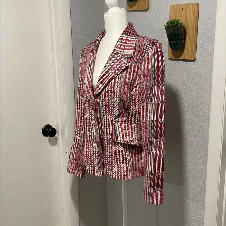 Chaqueta Blazer Cabi 6028 Rojo Patchwork Talla Mediana Foto 3 de 4