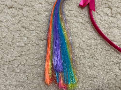 Rainbow Pigtail Colorful Pink Bow Headband Girls Accessory - Picture 3 of 5