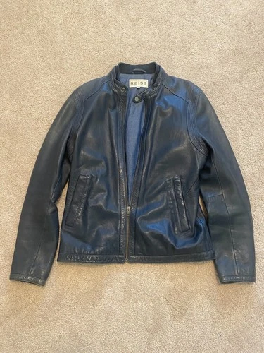 Vintage Reiss Mens Leather Jacket 100% Lamb Wool Medium video thumbnail