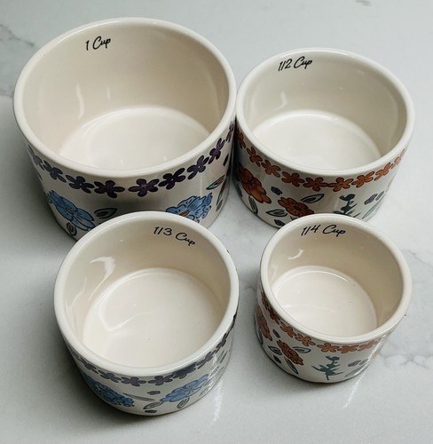 4 misurini The Bake Shop fiori blu e arancioni ceramica nuovi - Foto 1 di 7