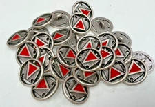 buttons metal silver tone red triangle 5/8" shank 5 pcs