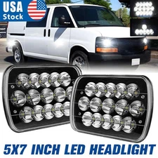 Pair For Chevy Express Cargo Van 1500 2500 3500 7x6 5x7 LED Headlights Hi/Lo DRL