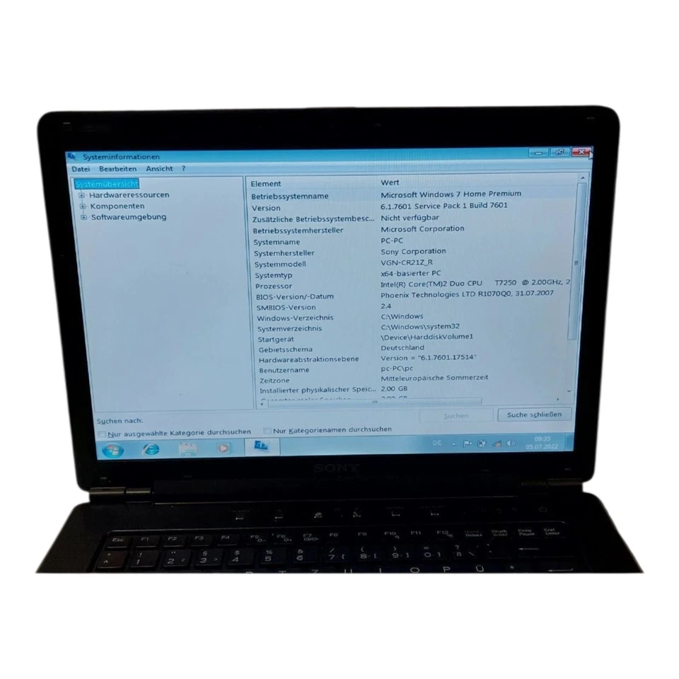 Sony VAIO VGN-CR21ZR Core 2 Duo T7250 / 2GB Senza Alimentatore Difettoso #T311 - Immagine 2 di 4