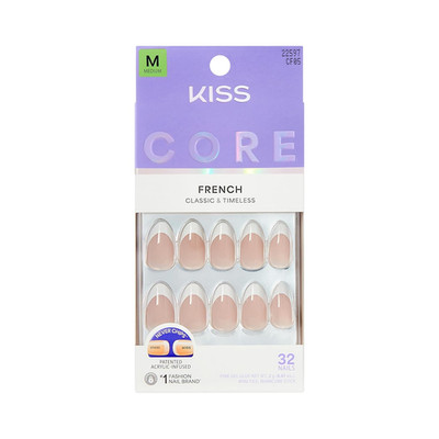 Kiss Core, Press on Nails, Nail Glue Included, 'Curiosity', White, Medium Size,