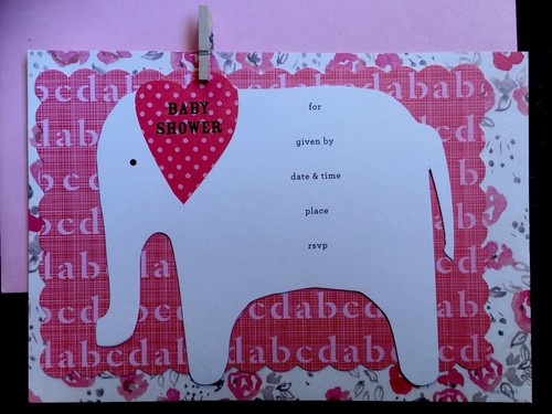 Adorable Shabby Elephant BABY SHOWER INVITES 10 New cards & Envelopes - Picture 2 of 6