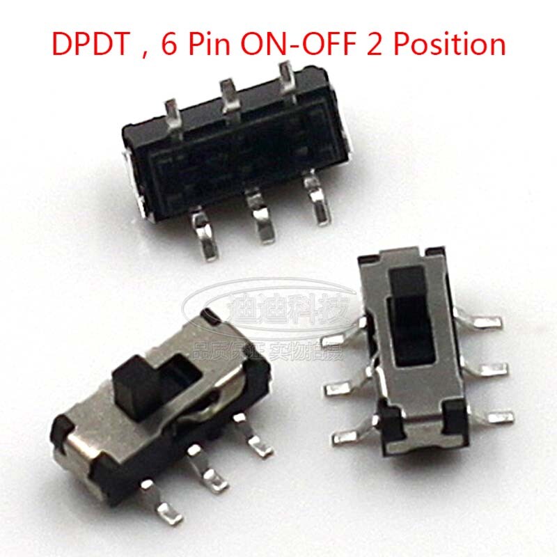Micro Switch MSS-04D – 6-Pin 2-Position On-Off Slide Toggle, SMD Handle Height 2mm (5-Pack Or 10-Pack Options)
