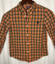 Chaps Dress Shirt Orange Plaid, Boys Size 7, Button Down