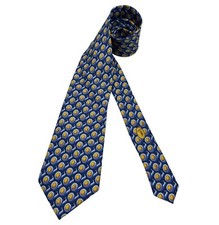TRUSSARDI Blue/Yellow Geometric Monogram Logo Silk LUXURY Tie ITALY