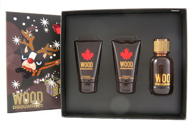 Dsquared2 Wood Pour Homme 50 ml EDT Spray + 50 ml AS Balm + 50 ml Duschgel -20%
