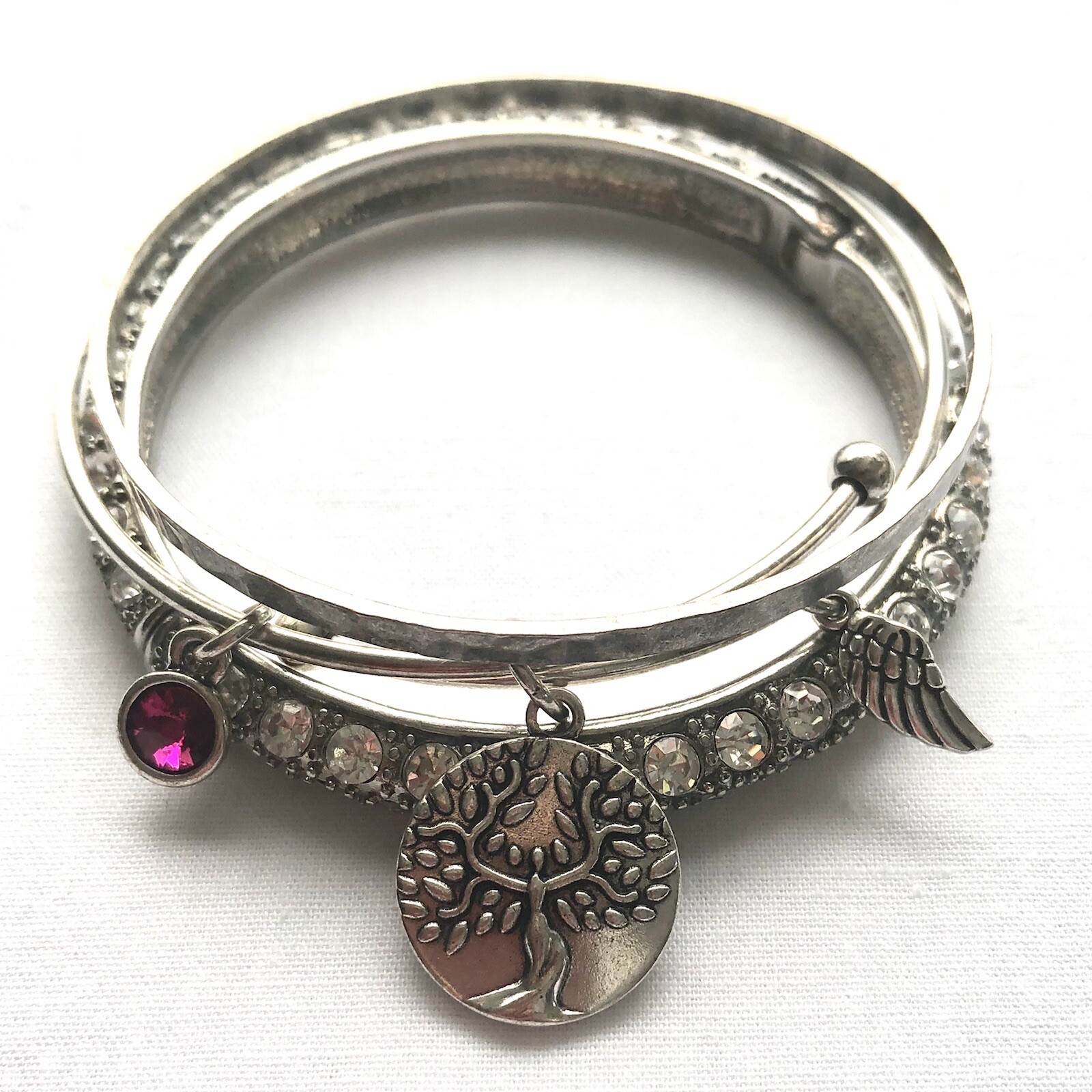 Lot Stackable Bangle Charm Bracelets Tree of Life… - image 3