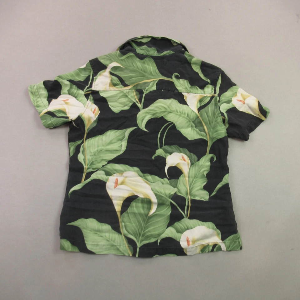 Camisa Tommy Bahama Meninas Grande Manga Curta Leve Floral Botão para Cima Seda - Imagem 4 de 4