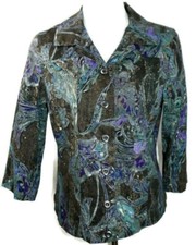Additions By Chico s Size 1 Women s 8 /10 Jacket 3/4 Sleeve Multi Color Print